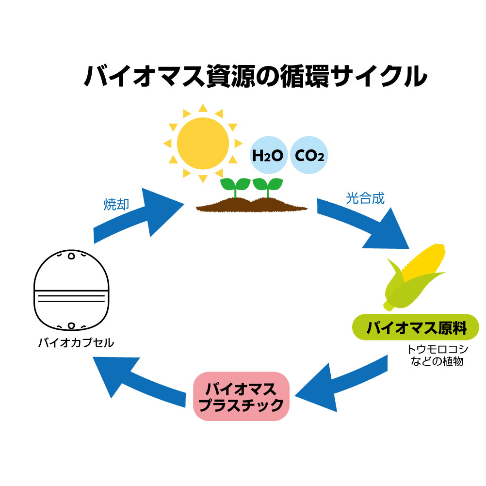 環境にやさしい》65mmAMバイオカプセル 再生PP＋でんぷん 4色